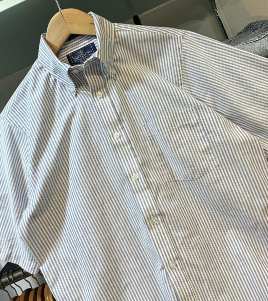 画像3: 90's USA製【Select Edition】セレクトエディション【ビンテージ】【白×水色ストライプ】【半袖ボタンダウンシャツ】【US 15】   (3)