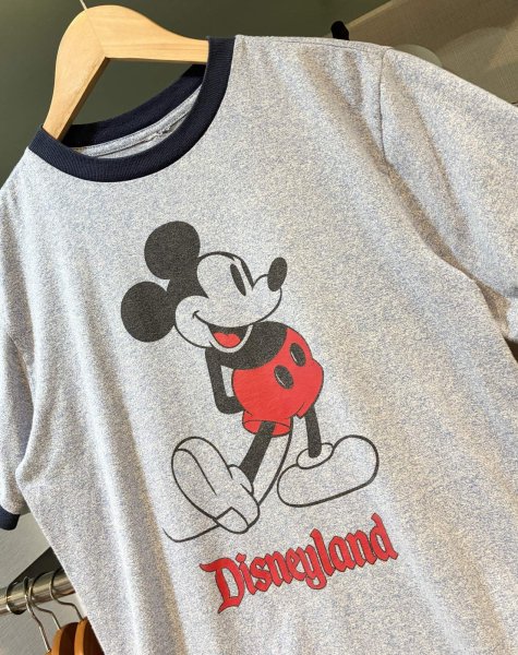 画像3:  【ビンテージ】ウォルトディズニー【ミッキーマウス】水色霜降り×紺 【リンガーTシャツ】 ディズニーランド【サイズＭ程度】  (3)
