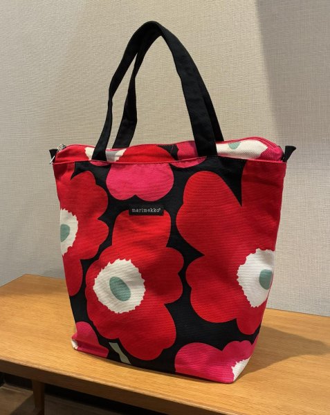 画像1: 90’s【ビンテージ】【marimekko】【マリメッコ】天マチ付き【トートバッグ】  (1)
