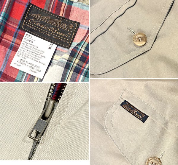 画像2: ~90's ビンテージ【エディーバウアー】【Eddie Bauer】【ベージュｘ裏地赤チェック】 ジップアップブルゾン【サイズM】  (2)