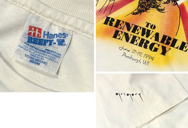 画像2: 【90's】【USA製】【ビンテージ】【Hanes】ヘインズ【WAKE UP】七面鳥【白】【Tシャツ】【サイズM】  (2)