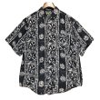 画像2: 90's~ ビンテージ【ROBERT STOCK】【紺】総柄 リネンｘコットン【半袖ボタンダウンシャツ】【サイズＭ】  (2)