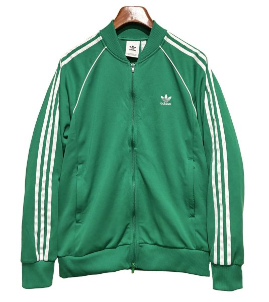 画像1: 【ビンテージ】【アディダス】adidas【緑×白ライン】ジャージ【トラックジャケット】【トラックジャージ】【サイズL】  (1)