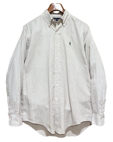 画像1: ビンテージ【ラルフローレン】POLO ralph lauren  ベージュｘ赤ｘ水色 チェック ボタンダウン【コットンシャツ】【サイズＭ】  (1)