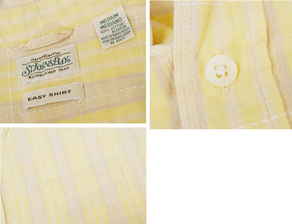 画像2: ビンテージ【St.John's Bay】セントジョンズベイ【EASY SHIRT】【黄色】チェック【ボタンダウンシャツ】半袖シャツ【サイズM】  (2)