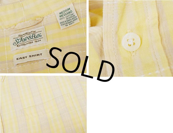 画像2: ビンテージ【St.John's Bay】セントジョンズベイ【EASY SHIRT】【黄色】チェック【ボタンダウンシャツ】半袖シャツ【サイズM】  (2)