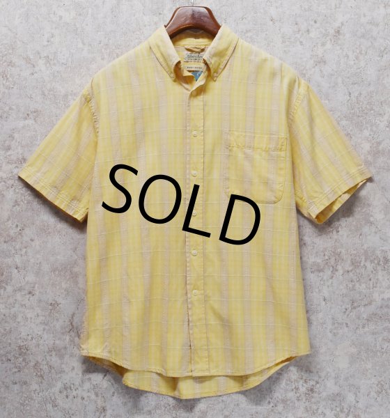 画像1: ビンテージ【St.John's Bay】セントジョンズベイ【EASY SHIRT】【黄色】チェック【ボタンダウンシャツ】半袖シャツ【サイズM】  (1)