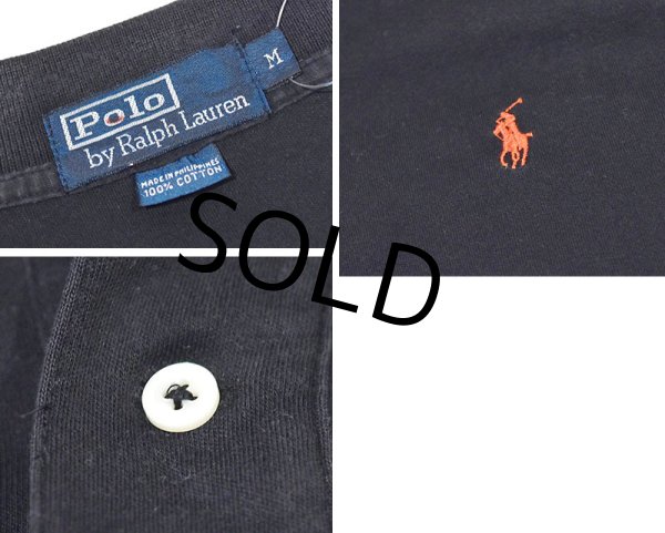 画像2: 【ビンテージ】【オールドラルフローレン】POLO RALPH LAUREN 【黒】無地 コットン【ポロシャツ】【サイズM】   (2)