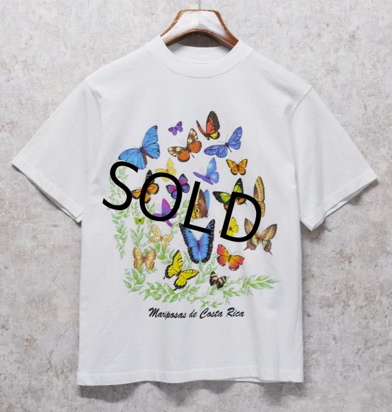 画像1: 【ビンテージ】【JIB】【Mariposas de Costa Rica】蝶【白】プリント【Tシャツ】【サイズS】  (1)