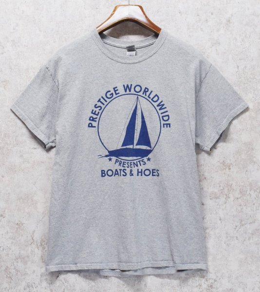 画像2: ビンテージ【GILDAN】【ギルダン】【prestige worldwide】ヨット【グレー】プリント【Tシャツ】【サイズL】  (2)