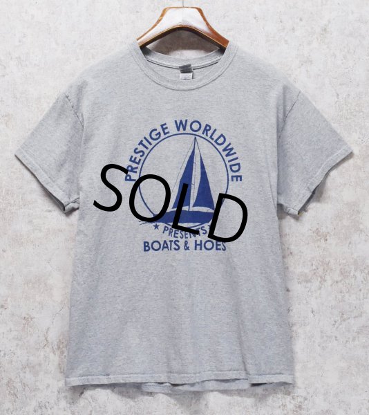 画像2: ビンテージ【GILDAN】【ギルダン】【prestige worldwide】ヨット【グレー】プリント【Tシャツ】【サイズL】  (2)
