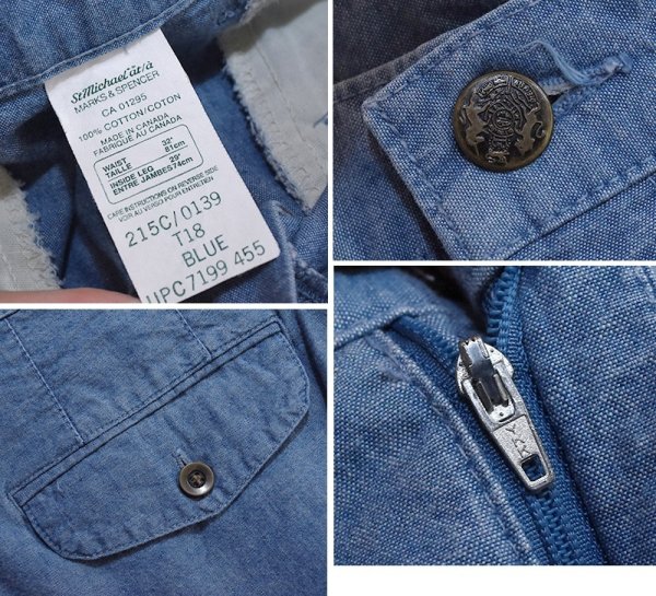 画像2: 【ビンテージ】カナダ製【St.Michael】MARKS & SPENCER【水色】２タック【コットンパンツ】テーパードシルエット【32ｘ29】  (2)