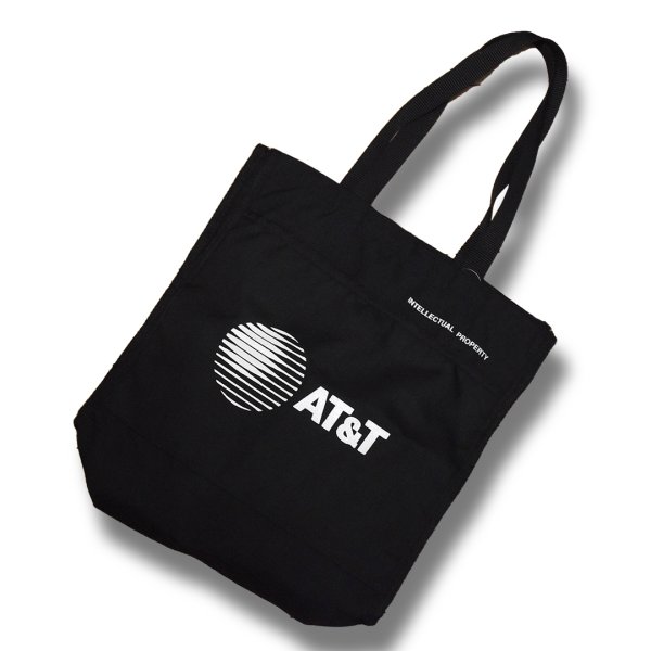 画像1: ほぼ未使用【ビンテージ】【AT & T】黒【マチ付き】【ナイロン】【トートバッグ】  (1)