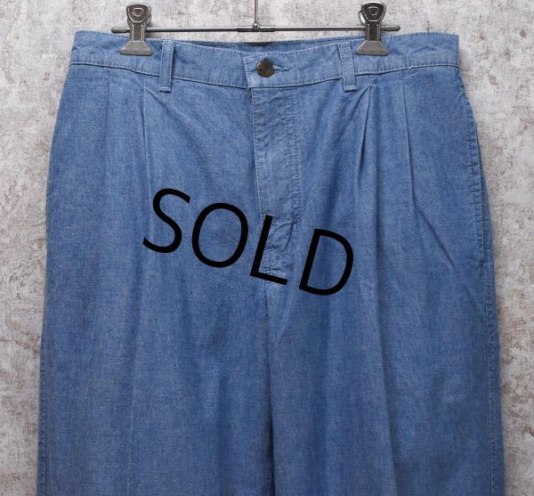 画像4: 【ビンテージ】カナダ製【St.Michael】MARKS & SPENCER【水色】２タック【コットンパンツ】テーパードシルエット【32ｘ29】  (4)