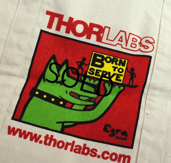 画像2: ほぼ未使用【ビンテージ】【THORLABS】ソーラボ【生成り】【犬】【マチ付き】【トートバッグ】  (2)