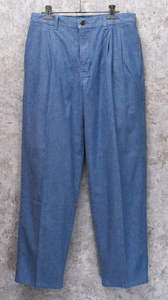 画像3: 【ビンテージ】カナダ製【St.Michael】MARKS & SPENCER【水色】２タック【コットンパンツ】テーパードシルエット【32ｘ29】  (3)