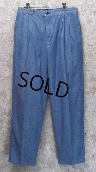 画像3: 【ビンテージ】カナダ製【St.Michael】MARKS & SPENCER【水色】２タック【コットンパンツ】テーパードシルエット【32ｘ29】  (3)