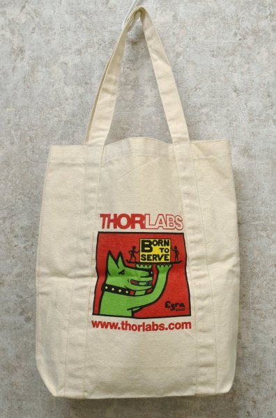 画像5: ほぼ未使用【ビンテージ】【THORLABS】ソーラボ【生成り】【犬】【マチ付き】【トートバッグ】  (5)