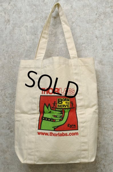 画像5: ほぼ未使用【ビンテージ】【THORLABS】ソーラボ【生成り】【犬】【マチ付き】【トートバッグ】  (5)