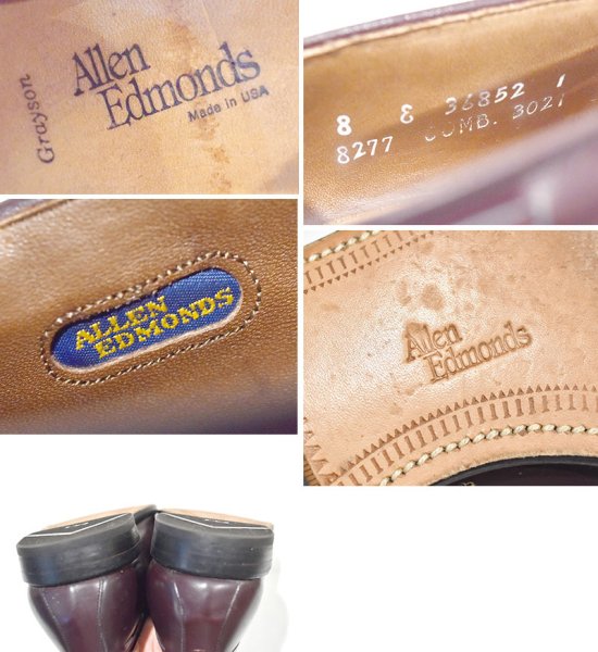 画像2: 【USA製】ビンテージ【アレンエドモンズ】【Allen Edmonds】【Grayson】バーガンディ【タッセルローファー】【８E】【26cm程度】  (2)