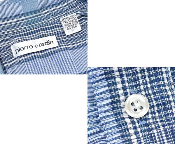 画像2: ビンテージ【pierre cardin】ピエールカルダン【青チェック】半袖【シャツ】【サイズS】  (2)