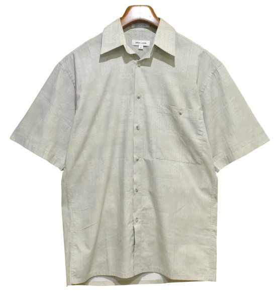 画像1: ほぼ未使用【ビンテージ】【pierre cardin】ピエールカルダン【ベージュ】柄入り【半袖】開襟シャツ【オープンカラーシャツ】サイズS  (1)