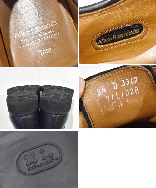 画像2: USA製【アレンエドモンズ】【Allen Edmonds】【黒】【ストレートチップ】コンフォートシューズ【8 1/2D】【26.5cm程度】  (2)