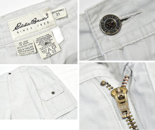 画像2: 90's~ ビンテージ【Eddie Bauer】エディーバウアー 【白タグ】【２タック】オフホワイト【ブッシュショーツ】【短パン】【W31】  (2)