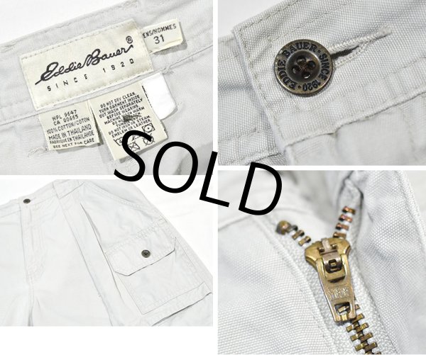 画像2: 90's~ ビンテージ【Eddie Bauer】エディーバウアー 【白タグ】【２タック】オフホワイト【ブッシュショーツ】【短パン】【W31】  (2)