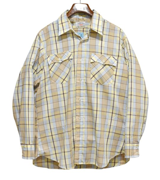 画像1: 80's~【USA製】【ビンテージ】【LEVI'S】【リーバイス】【茶ｘ黄ｘ水色】チェック柄【長袖シャツ】ロングスリーブシャツ【サイズXL】  (1)