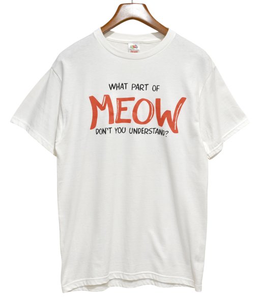 画像1: 00's【ビンテージ】【FRUIT OF THE LOOM 】フルーツオブザルーム【WHAT PART OF MEOW】猫 プリント【 Tシャツ】ネコ【サイズM】  (1)