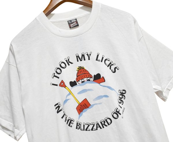 画像1: 90's 【USA製】ビンテージ【FRUIT OF THE LOOM】フルーツオブザルーム TOOK MY LICKS IN〜 ブリザード【Tシャツ】サイズXL  (1)