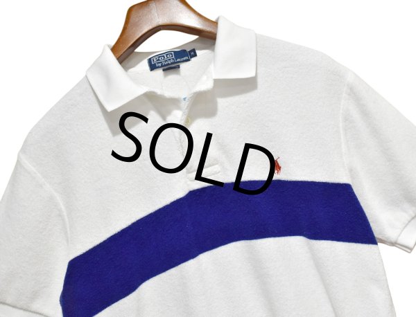 画像3: 90's【ビンテージ】【オールドラルフローレン】POLO RALPH LAUREN 【タオル地】ライン【ホワイト】コットン【ポロシャツ】【サイズM】   (3)