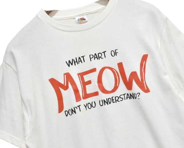 画像3: 00's【ビンテージ】【FRUIT OF THE LOOM 】フルーツオブザルーム【WHAT PART OF MEOW】猫 プリント【 Tシャツ】ネコ【サイズM】  (3)