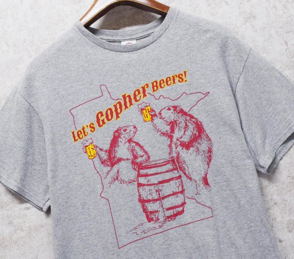 画像2: ビンテージ【DELTA】デルタ【Let's Gopher Beers!】【ゴーファー】【アニマル】【プリントTシャツ】【サイズL】 (2)