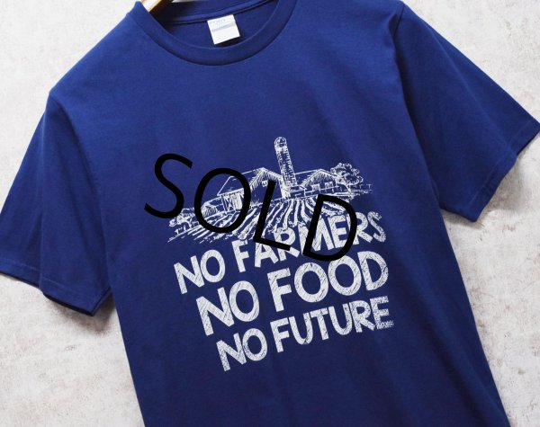 画像2: 【90's】ビンテージ【PORT & COMPANY】【NO FARMERS NO FOOD NO FUTURE】【プリントTシャツ】【ネイビー】【S】 (2)