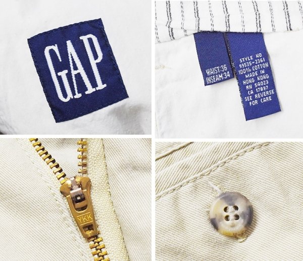画像2: 【90's】【ビンテージ】【オールドギャップ】【OLD GAP】【2タック】【チノパンツ】【36×34】 (2)