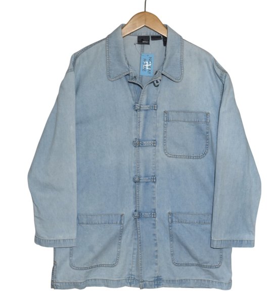 画像1: 【LIZ WEAR】【ライトデニム】カンフージャケット風【デニムジャケット】【チャイナジャケット】【サイズL】  (1)
