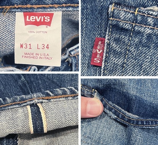 画像3: ビンテージ【90's】イタリー製【USA製】【リーバイス】【Levi's】【Big E】【Finished in Italy】【デニムパンツ】【W31 L34（実寸W30程度）】 (3)