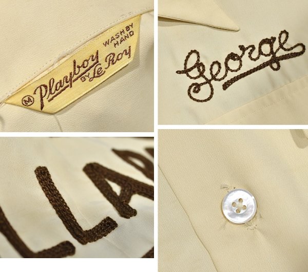 画像3: 【50's】【ビンテージ】【Playboy】【BULLARD】【レーヨンギャバジンシャツ】【チェーンステッチ刺繍】【Lサイズ程度】 (3)