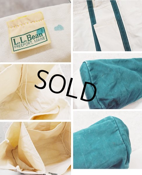 画像2: ~90's【ビンテージ】L.L.bean【L.L.ビーン】【生成り×緑色】【キャンバス】【トートバッグ】【ピクニックトート】ビーントート【ガーデントート】  (2)