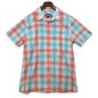 画像1: 【パタゴニア】【Patagonia】【エメラルド×赤】【チェック】【シアサッカー】【半袖シャツ】【L】  (1)