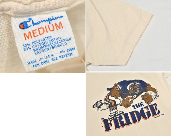 画像2: 【80's】【ビンテージ】【USA製】【チャンピオン】【Champion】【THE FRIDGE】【NFL】染込みプリント【アメフトTシャツ】【サイズM】 (2)