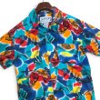 画像1: 【80's】【ビンテージ】【NEWPORT BLUE】【半袖シャツ】【魚柄】【総柄】【サイズM程度】 (1)