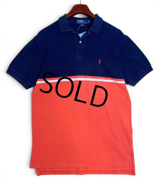 画像1: ビンテージ【ラルフローレン】【Ralph Lauren】ネイビー×オレンジ【ポロシャツ】【ツートンカラー】【サイズM】 (1)