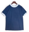 画像1: デッドストック【未使用】【USA製】ビンテージ【Goodwear】ネイビー×グレー【リンガーTシャツ】【サイズM】 (1)