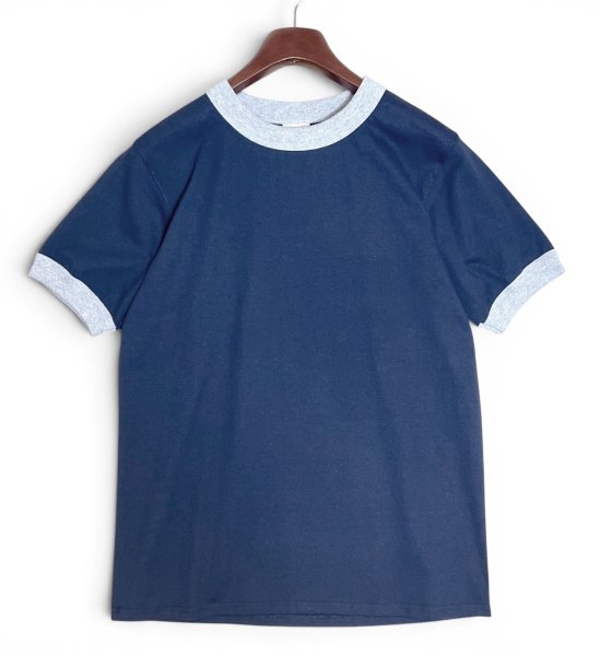 画像1: デッドストック【未使用】【USA製】ビンテージ【Goodwear】ネイビー×グレー【リンガーTシャツ】【サイズM】 (1)