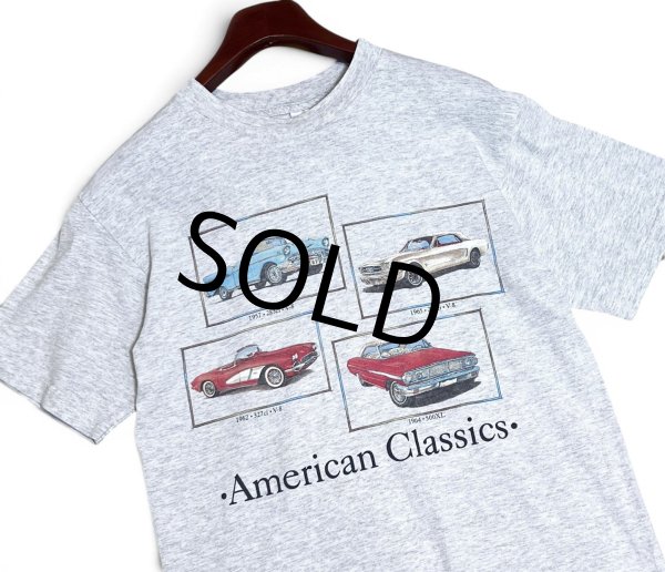 画像1: ビンテージ【AAA】【American Classics】ライトグレー【車】【クラシックカー】プリント【Tシャツ】【サイズM】 (1)