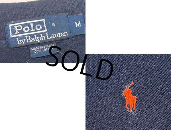 画像2: ビンテージ【ラルフローレン】【Ralph Lauren】ネイビー×オレンジ【ポロシャツ】【ツートンカラー】【サイズM】 (2)