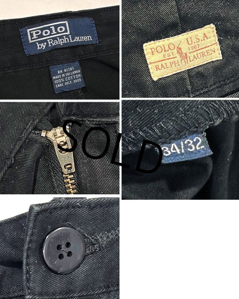 画像2: ビンテージ【Polo by Ralph Lauren】【ラルフローレン】【2タック】【コットンパンツ】【ブラック】【34×32】 (2)